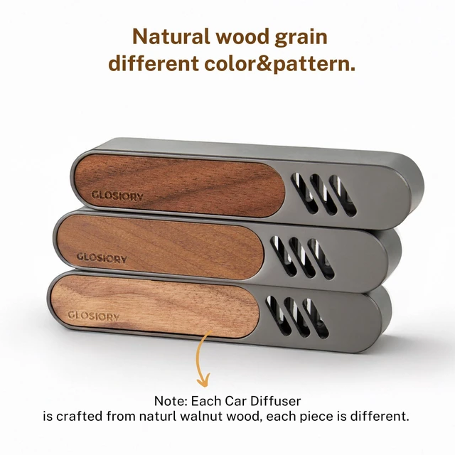 Alt view image 5 of 7 - 2 Packs Car Air Freshener Diffuser, Essential Oil Diffusers Vent Clip, Perfume Diffuser with 6 Refill Unscent Fiber Sticks, Premium Car Accessories, Metal & Wood design, Custom Scent, Gift For Men