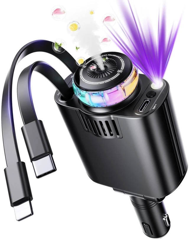 Main image of Smart Retractable Car Charger 69W USB C Fast Charge Air Freshener Starlight | 5 in 1 Fast Car Phone Chargers Adapter with Aromatherapy, Compatible with iPhone 17 16 15 14 13 and Android