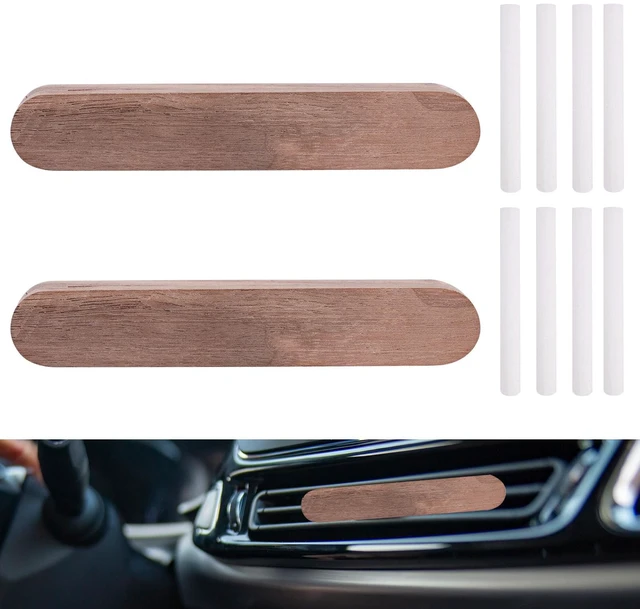 Main image of 2pcs Wood Air Freshener Clips for Cars, Magnetic Car Air Vent Essential Oil Perfume Clip with 8 Unscented Absorbing Sticks Refillable Aroma Diffuser Base Holder for Auto Homes Offices Accessories