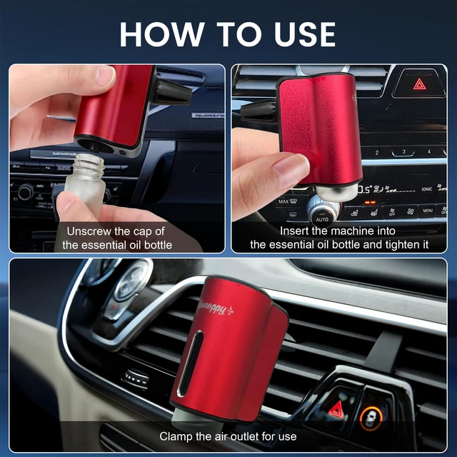 Alt view image 5 of 7 - Car Air Freshener Diffuser,Smart Car Aroma Diffuser Air Freshener Spray Automatic with 10PCS Cologne Aromatherapy Oil (red)