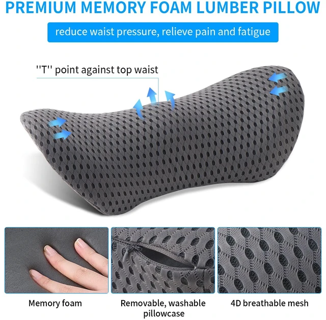 Alt view image 2 of 7 - Lumbar Pillow, Memory Foam Lumbar Support Pillow for Office Chair and Car Seat, Back Support Pillow for Lower Back Pain Relief, Support Cushion Back Pillow for Sleeping, Driving, Resting