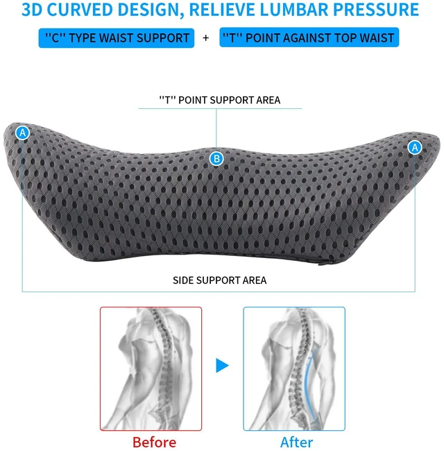 Alt view image 3 of 7 - Lumbar Pillow, Memory Foam Lumbar Support Pillow for Office Chair and Car Seat, Back Support Pillow for Lower Back Pain Relief, Support Cushion Back Pillow for Sleeping, Driving, Resting