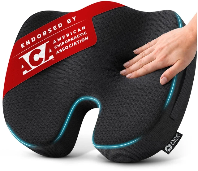 Main image of Seat Cushion - Memory Foam Chair Cushion for Tailbone Pain Relief - Ergonomic Support for Coccyx, Sciatica & Butt - Office, Desk & Gaming Chair, Car Seat, Wheelchair, Airplane, Black
