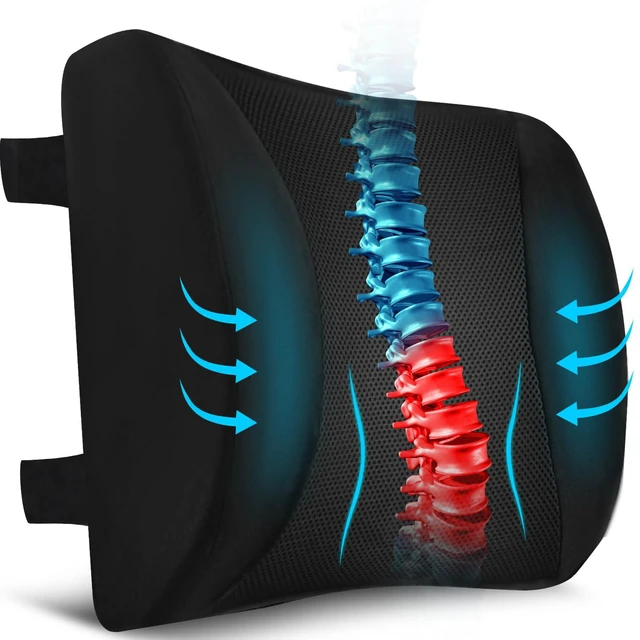 Main image of Lumbar Support Pillow for Office Chair Car, Gaming Chair Lower Back Pain Relief Memory Foam Cushion with 3D Mesh Cover Ergonomic Orthopedic Back Rest Lower Back Support