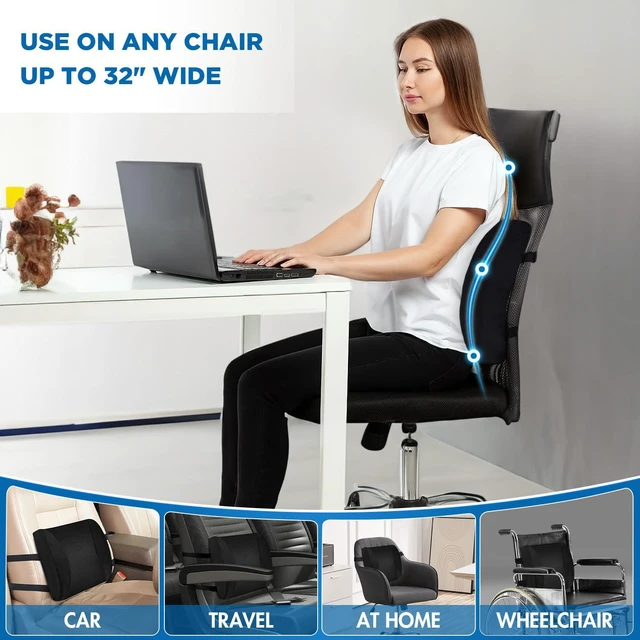 Alt view image 2 of 7 - Lumbar Support Pillow for Office Chair Car, Gaming Chair Lower Back Pain Relief Memory Foam Cushion with 3D Mesh Cover Ergonomic Orthopedic Back Rest Lower Back Support