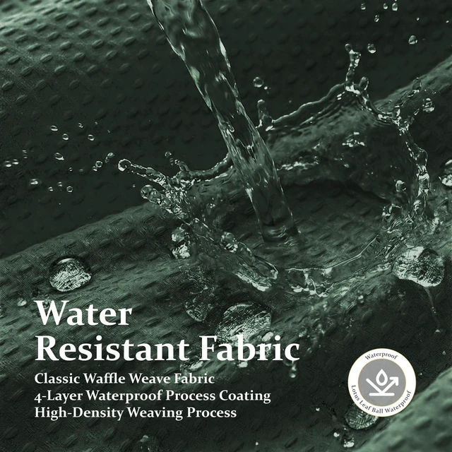 Alt view image 7 of 7 - Waffle Shower Curtain 256 GSM Heavy Duty Fabric 72"x72" Dark Green | Thick Textured Cloth, Weighted Hem, Water Repellent Washable, Hotel Luxury Polyester Shower Curtain Set for Bathroom 12 Hooks