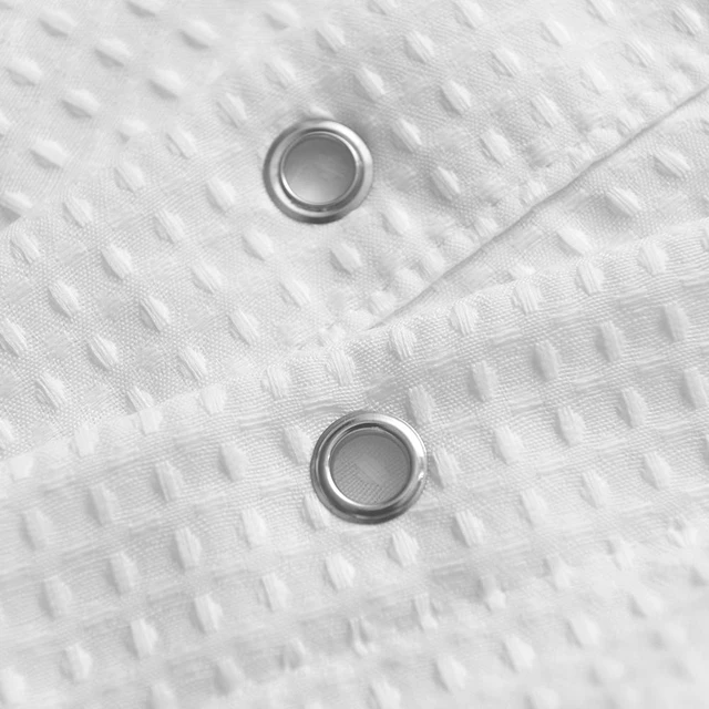 Alt view image 4 of 6 - Waffle Weave Shower Curtain Fabric 60 x 72 Inch, White | 230GSM Heavyweight, Hotel Spa Luxury, Water Repellent, Machine Washable, 60x72 Cloth Curtain for Bathroom