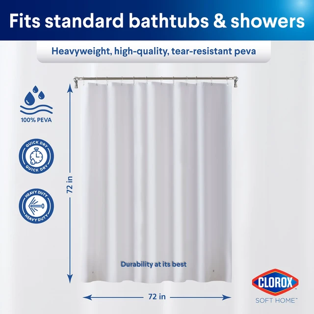 Alt view image 2 of 7 - Shower Curtain Liner, Premium Heavyweight Durable Waterproof 8g PEVA for Bathroom with Weighted Magnets, Standard Size 72" x 72", Frosty 1 Pack