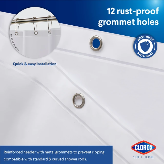 Alt view image 7 of 7 - Shower Curtain Liner, Premium Heavyweight Durable Waterproof 8g PEVA for Bathroom with Weighted Magnets, Standard Size 72" x 72", Frosty 1 Pack