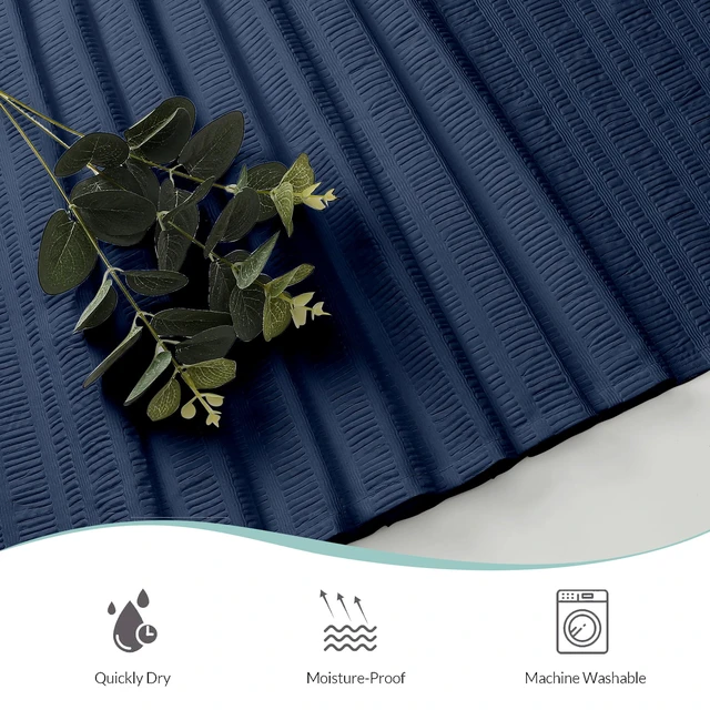 Alt view image 7 of 7 - Moga Navy Blue Fabric Shower Curtains for Bathroom - Blue Hotel Spa Polyester Cloth Bath Curtain with 12 Holes, 72x72, Machine Washable, Navy Blue