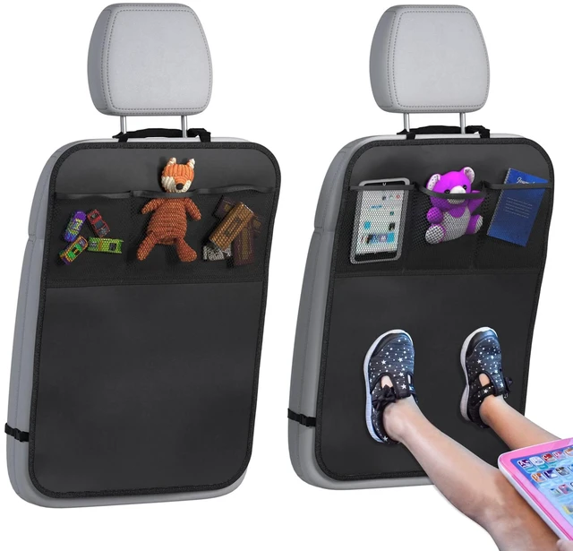 Main image of Back Seat Cover For Kids + 3 Pocket Storage Organizer, 2 Pack X-Large Waterproof Kick Mats Backseat Protector, Car Seat Back Protectors For Vehicles To Protect From Dirt, Mud & Scratches