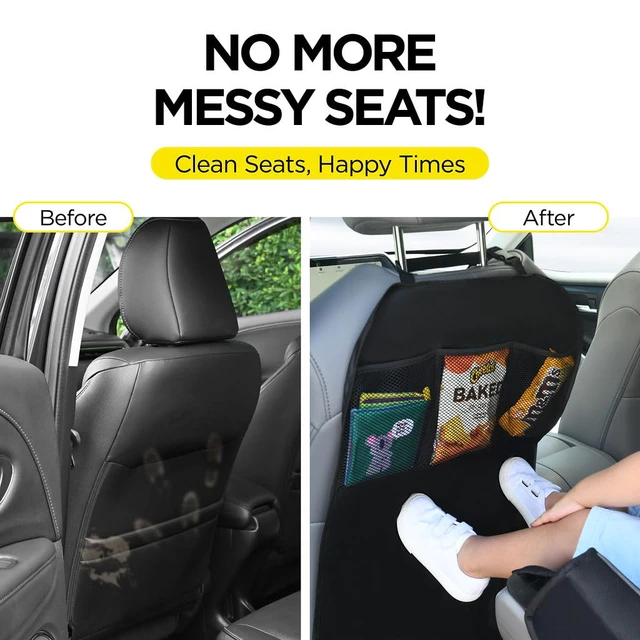 Alt view image 5 of 7 - Back Seat Cover For Kids + 3 Pocket Storage Organizer, 2 Pack X-Large Waterproof Kick Mats Backseat Protector, Car Seat Back Protectors For Vehicles To Protect From Dirt, Mud & Scratches
