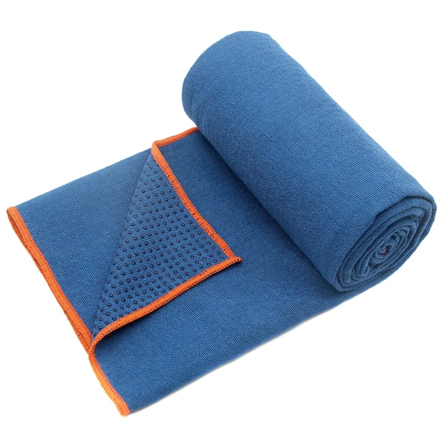 Alt view image 2 of 7 - 2 Pack Hot Yoga Towel with Grip Dot, Non Slip Yoga Mat Towe Sweat Absorbent Towel for Hot Yoga,Bikram, Pilates and Fitness 72" x 24", Dark Cyan/Steel Blue