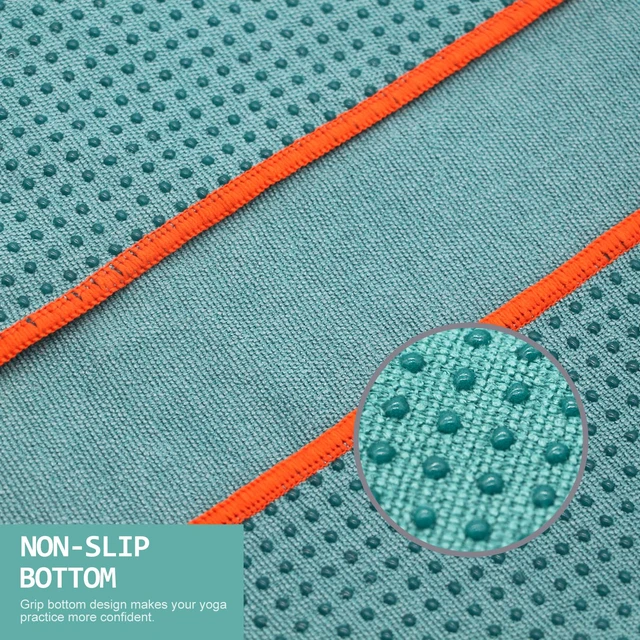 Alt view image 3 of 7 - 2 Pack Hot Yoga Towel with Grip Dot, Non Slip Yoga Mat Towe Sweat Absorbent Towel for Hot Yoga,Bikram, Pilates and Fitness 72" x 24", Dark Cyan/Steel Blue