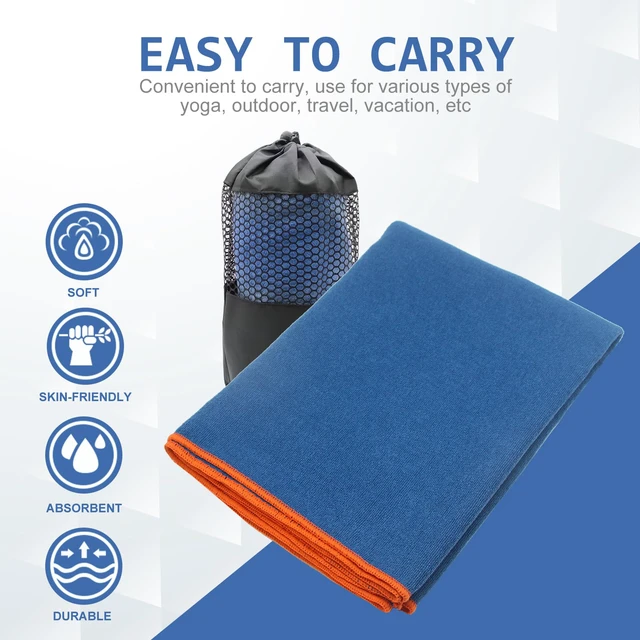 Alt view image 7 of 7 - 2 Pack Hot Yoga Towel with Grip Dot, Non Slip Yoga Mat Towe Sweat Absorbent Towel for Hot Yoga,Bikram, Pilates and Fitness 72" x 24", Dark Cyan/Steel Blue