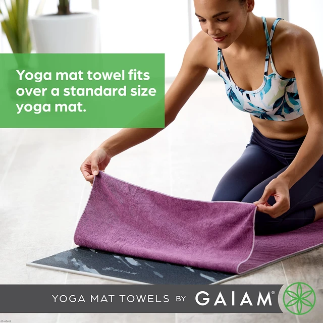 Alt view image 2 of 6 - Yoga Mat Towel, Non-Slip Microfiber, Hot Yoga (Heron Lilac) | Mat-Sized Fit | Quick-Dry Microfiber | Non-Slip Silicone Bottom | Machine Washable | Hot Yoga & Pilates | 68"x24"
