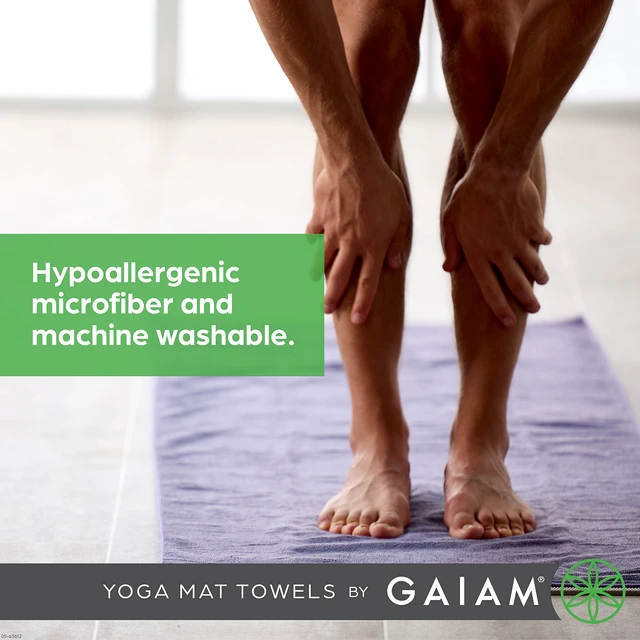 Alt view image 5 of 6 - Yoga Mat Towel, Non-Slip Microfiber, Hot Yoga (Heron Lilac) | Mat-Sized Fit | Quick-Dry Microfiber | Non-Slip Silicone Bottom | Machine Washable | Hot Yoga & Pilates | 68"x24"