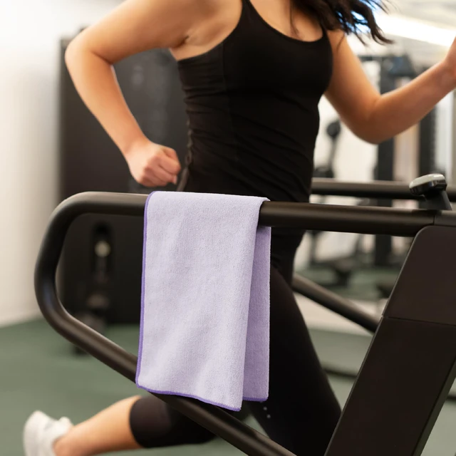 Alt view image 6 of 7 - Microfiber Gym Towels, 3 Pack, 16" x 27", Purple | Absorbent and Lightweight, Quick-Dry, Compact for Gym Bag, Yoga and Travel, Machine Washable