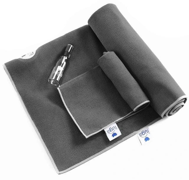 Main image of Non Slip Yoga Towel, Extra Thick Hot Yoga Towel + Hand Towel 2in1 Set with Corner Pockets Design, 100% Microfiber Non Slip, Super Absorbent and Quick Dry