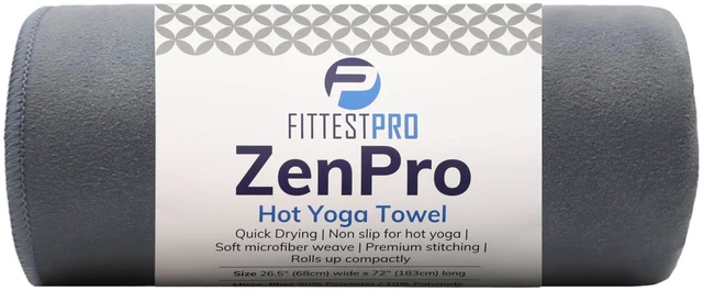 Main image of Non-Slip Hot Yoga Towel with Super-Absorbent Soft Suede Microfiber in Many Colors, for Bikram Pilates and Yoga Mats. (72.00 x 26.50) Nimbus Grey