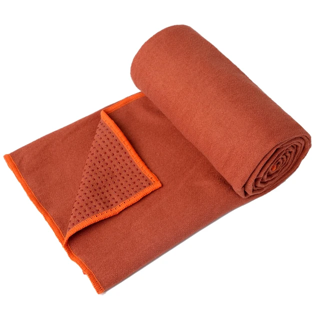 Alt view image 2 of 7 - Hot Yoga Towel - Microfiber Non Slip Yoga Mat Towel with Grip Dot Sweat Absorbent Towel for Hot Yoga, Pilates and Fitness 72" x 24", Sedona Red/Orange