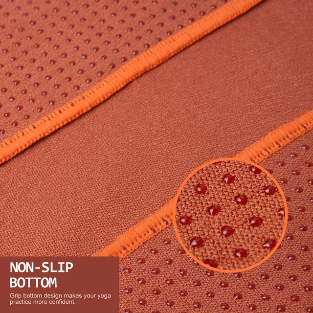 Alt view image 3 of 7 - Hot Yoga Towel - Microfiber Non Slip Yoga Mat Towel with Grip Dot Sweat Absorbent Towel for Hot Yoga, Pilates and Fitness 72" x 24", Sedona Red/Orange