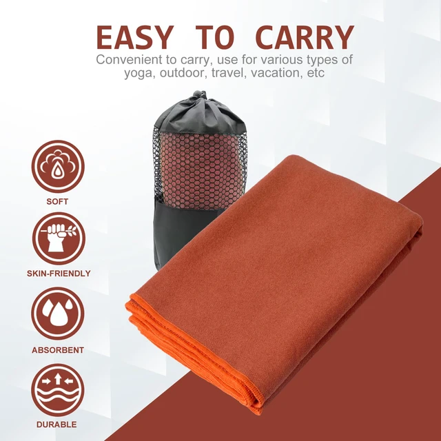 Alt view image 4 of 7 - Hot Yoga Towel - Microfiber Non Slip Yoga Mat Towel with Grip Dot Sweat Absorbent Towel for Hot Yoga, Pilates and Fitness 72" x 24", Sedona Red/Orange
