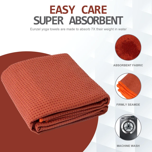 Alt view image 5 of 7 - Hot Yoga Towel - Microfiber Non Slip Yoga Mat Towel with Grip Dot Sweat Absorbent Towel for Hot Yoga, Pilates and Fitness 72" x 24", Sedona Red/Orange