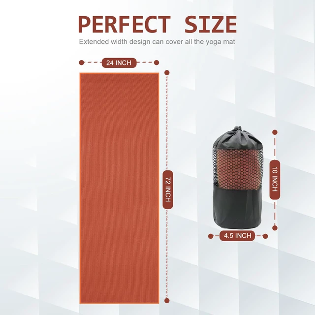 Alt view image 7 of 7 - Hot Yoga Towel - Microfiber Non Slip Yoga Mat Towel with Grip Dot Sweat Absorbent Towel for Hot Yoga, Pilates and Fitness 72" x 24", Sedona Red/Orange