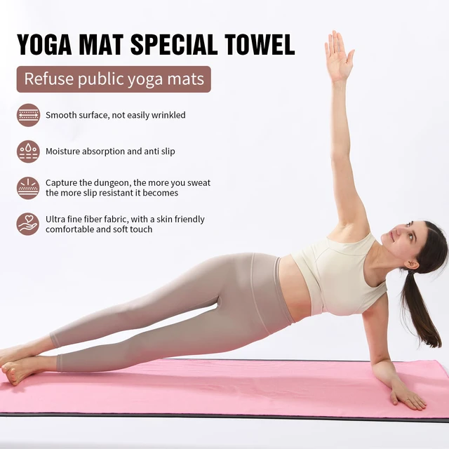 Alt view image 2 of 7 - Hot Yoga Mat Towel Sweat Absorbent Microfiber Non-Slip Yoga Towel 72x26Soft and Absorbent Towel for Bikram,Pilates and Exercise(Green)