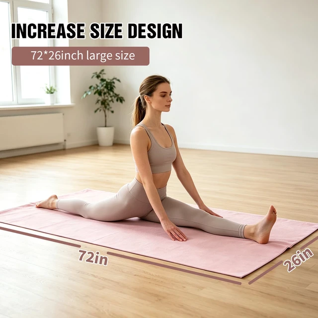 Alt view image 6 of 7 - Hot Yoga Mat Towel Sweat Absorbent Microfiber Non-Slip Yoga Towel 72x26Soft and Absorbent Towel for Bikram,Pilates and Exercise(Green)