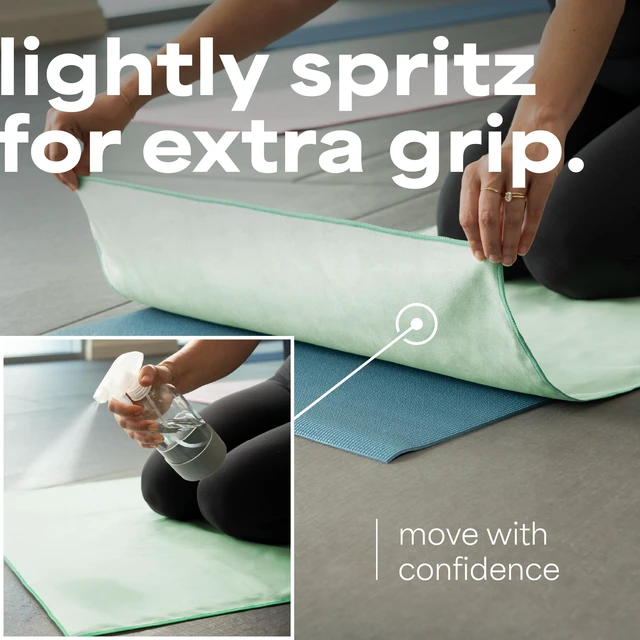 Alt view image 2 of 6 - Aura Microfiber Yoga Mat Towel, 2 Pack, 26.5" x 72", Blue & Green | Soft and Absorbent, Quick-Dry for Gym, Pilates, and Hot Yoga, Compact for Gym Bag, Machine Washable