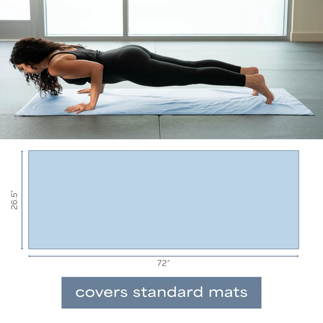 Alt view image 6 of 6 - Aura Microfiber Yoga Mat Towel, 2 Pack, 26.5" x 72", Blue & Green | Soft and Absorbent, Quick-Dry for Gym, Pilates, and Hot Yoga, Compact for Gym Bag, Machine Washable