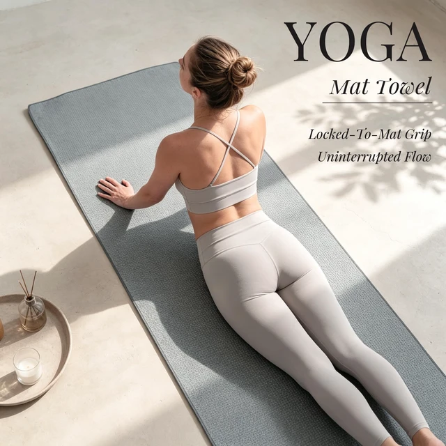 Alt view image 2 of 7 - 2 Pack Microfiber Hot Yoga Towel Silicone Grip Dots 72×24 Inch,Grey | Silicone grip dots, Anti slip, Sweat wicking, Soft microfiber, Portable, Machine washable, Hot yoga, Multi scene fitness
