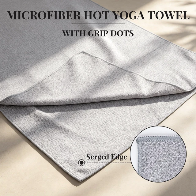 Alt view image 3 of 7 - 2 Pack Microfiber Hot Yoga Towel Silicone Grip Dots 72×24 Inch,Grey | Silicone grip dots, Anti slip, Sweat wicking, Soft microfiber, Portable, Machine washable, Hot yoga, Multi scene fitness