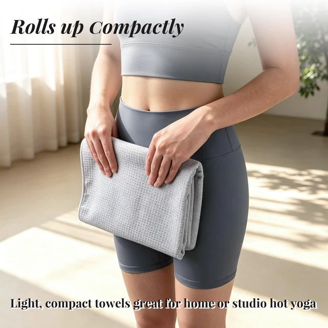 Alt view image 5 of 7 - 2 Pack Microfiber Hot Yoga Towel Silicone Grip Dots 72×24 Inch,Grey | Silicone grip dots, Anti slip, Sweat wicking, Soft microfiber, Portable, Machine washable, Hot yoga, Multi scene fitness