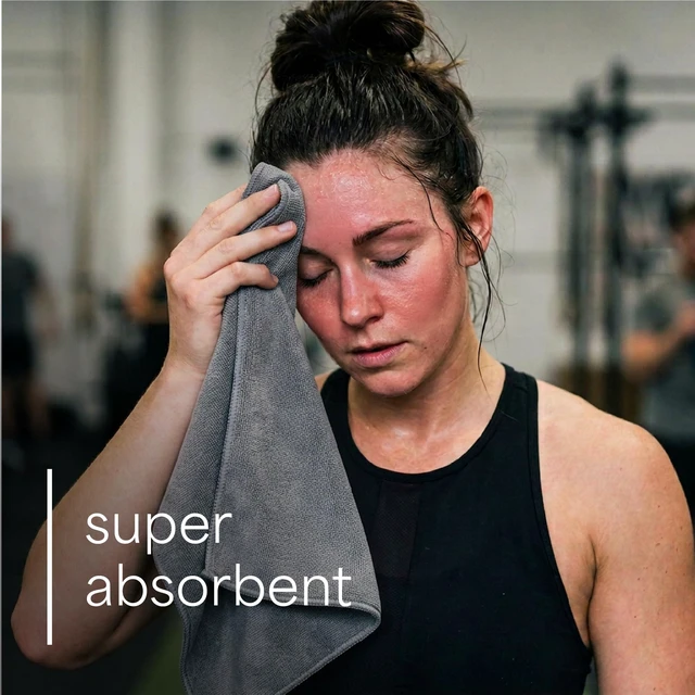 Alt view image 2 of 7 - Microfiber Gym Towels, 3 Pack, 16" x 27", Dark Grey | Absorbent and Lightweight, Quick-Dry, Compact for Gym Bag, Yoga and Travel, Machine Washable