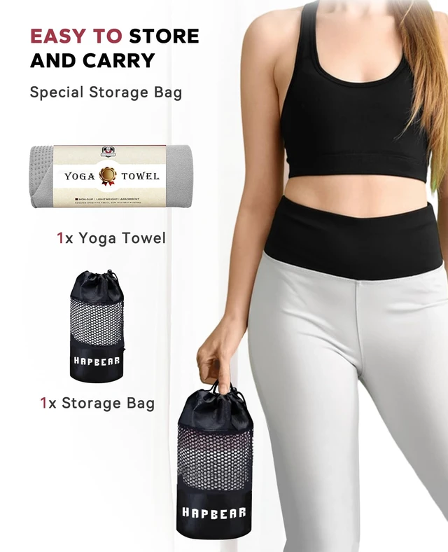 Alt view image 5 of 6 - Non Slip Yoga Mat Towel with Grip Dots, 72" x 24" Hot Yoga Towel - Super Absorbent Microfiber Yoga Towel for Hot Yoga, Bikram, Pilates and Gym Workout - Grey