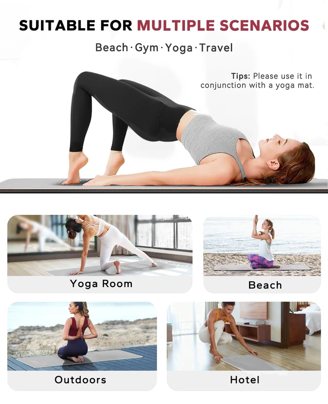 Alt view image 6 of 6 - Non Slip Yoga Mat Towel with Grip Dots, 72" x 24" Hot Yoga Towel - Super Absorbent Microfiber Yoga Towel for Hot Yoga, Bikram, Pilates and Gym Workout - Grey