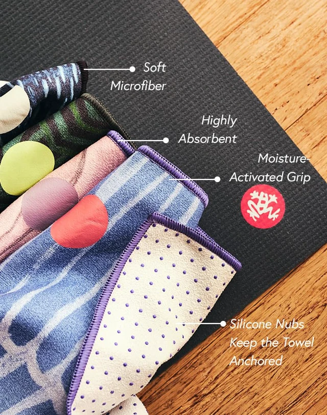 Alt view image 6 of 6 - Yogitoes Yoga Hand Towel - 16" | Moisture Activated Grip | Patented Silicone Nubs | Highly Absorbent, Durable & Easy Care | Compact Size for Hot Yoga, Pilates | 16 x 24 Inches | Midnight