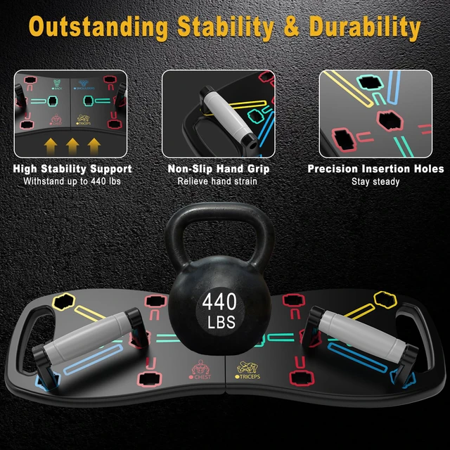Alt view image 3 of 7 - Push Up Board, Portable Pushup Board for Men, Foldable Push Up Bar | Multifunctional Pushup Handles for Floor, Strength Training Equipment for Home Gym, Suitable for Beginners and Teenagers