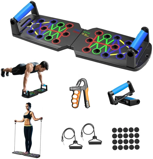 Main image of 15-in-1 Push Up Board for Men - Foldable Pushup Board with Grip Strength Trainer&Resistance Bands, Portable Home Gym Equipment Multi-Functional Workout Equipment for Chest, Arms, Full Body Exercise