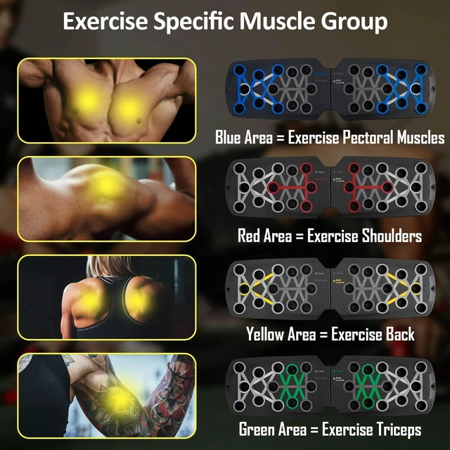 Alt view image 4 of 6 - 15-in-1 Push Up Board for Men - Foldable Pushup Board with Grip Strength Trainer&Resistance Bands, Portable Home Gym Equipment Multi-Functional Workout Equipment for Chest, Arms, Full Body Exercise