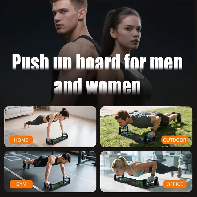 Alt view image 6 of 6 - 15-in-1 Push Up Board for Men - Foldable Pushup Board with Grip Strength Trainer&Resistance Bands, Portable Home Gym Equipment Multi-Functional Workout Equipment for Chest, Arms, Full Body Exercise