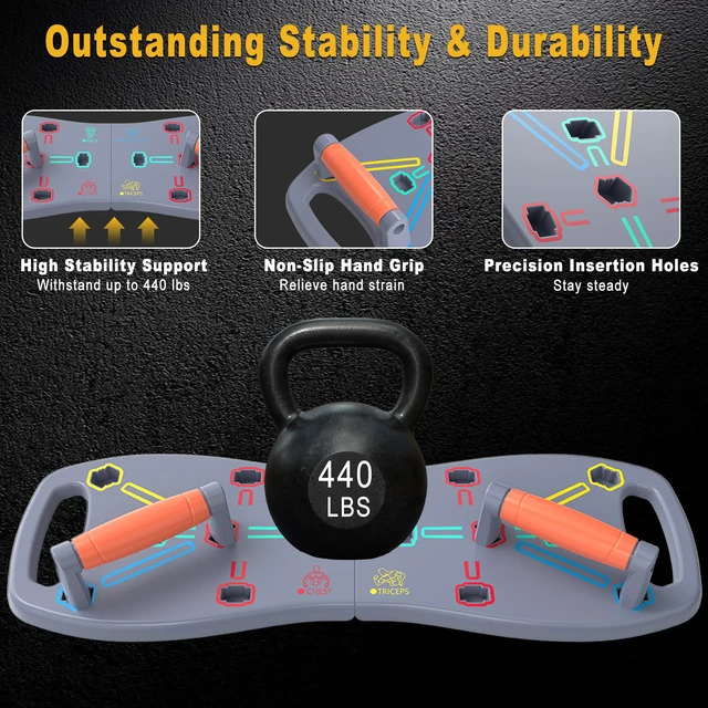 Alt view image 3 of 7 - Push Up Board, Portable Pushup Board for Men, Foldable Push Up Bar | Multifunctional Pushup Handles for Floor, Strength Training Equipment for Home Gym, Suitable for Beginners and Teenagers