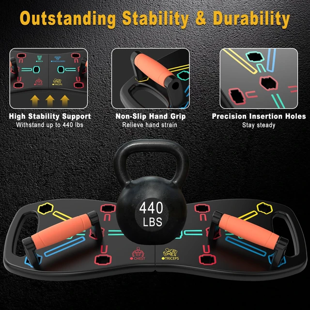 Alt view image 3 of 7 - Push Up Board, Portable Pushup Board for Men, Foldable Push Up Bar | Multifunctional Pushup Handles for Floor, Strength Training Equipment for Home Gym, Suitable for Beginners and Teenagers