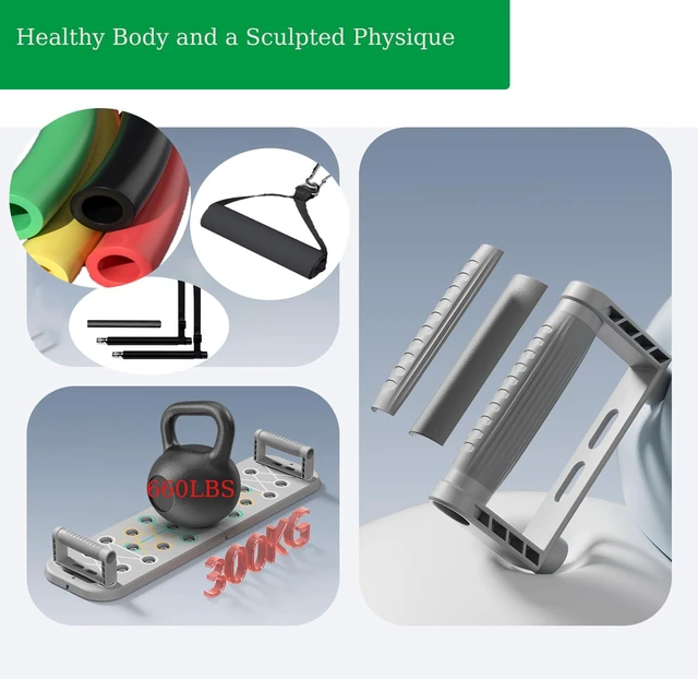 Alt view image 5 of 6 - Push Up Board with Resistance Bands Foldable Portable Home Gym Equipment for Full Body Workout, Strength Training for Men & Women
