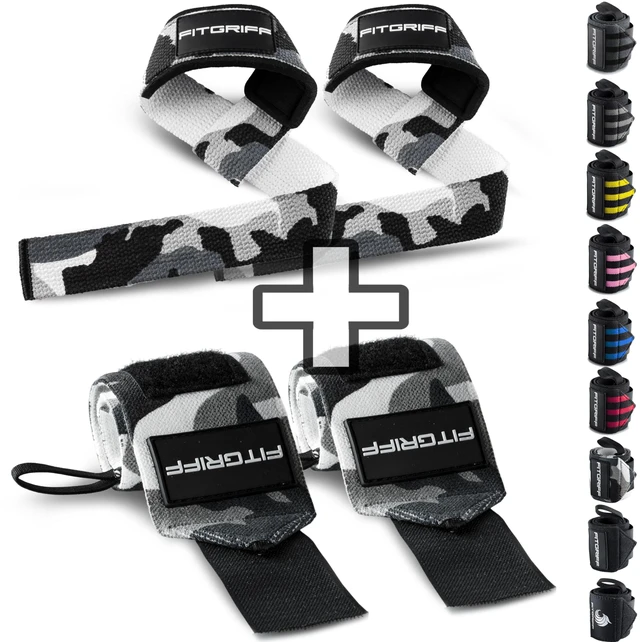 Main image of Lifting Straps & Wrist Wraps (Bundle) Superior Support for Weightlifting & Gym Workouts - for Men and Women (Camo Grey)