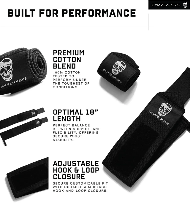 Alt view image 6 of 7 - Weightlifting Wrist Wraps (Competition Grade) 18" Professional Quality Wrist Support with Heavy Duty Thumb Loop - Best Wrap for Powerlifting, Strength Training, Bodybuilding(Black,18")