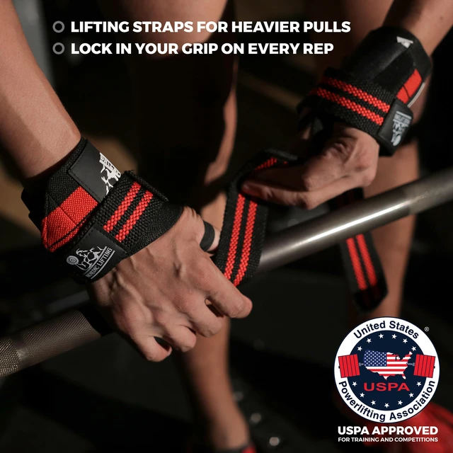 Alt view image 3 of 7 - Wrist Wraps + Lifting Straps Bundle (2 Pairs) for Weightlifting, Cross Training, Workout, Gym, Powerlifting, Bodybuilding-Support for Women & Men,Avoid Injury during Weight Lifting-Red